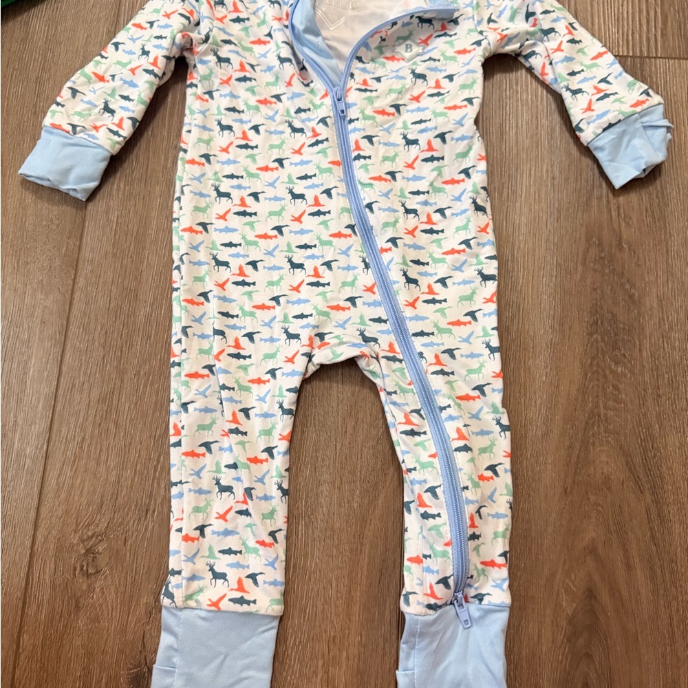 Burlebo Kids One-Piece Zip Pajamas - Light Blue